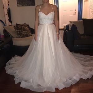 Lillian West Ivory/Sand two piece gown